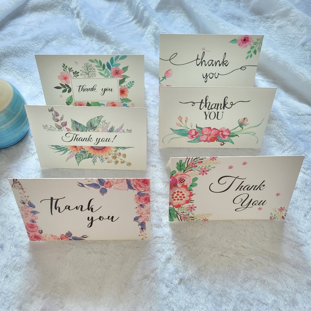 Floral Watercolor Thank You Notes Cards NWT